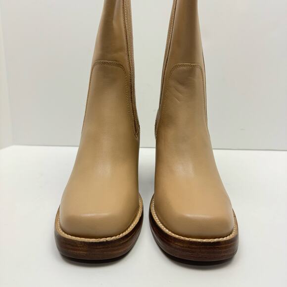NEW Seychelles Sweet Escape Tan Leather Pull On Block Heel Square Toe Boots - Picture 6 of 14